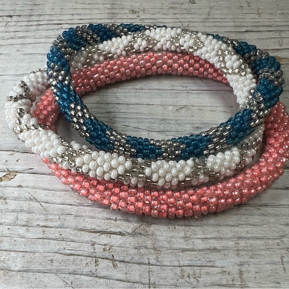 Jewelry - 😍 Beautiful set of 3 roll on bracelets from Aid Through Trade.  Beaded, perfect